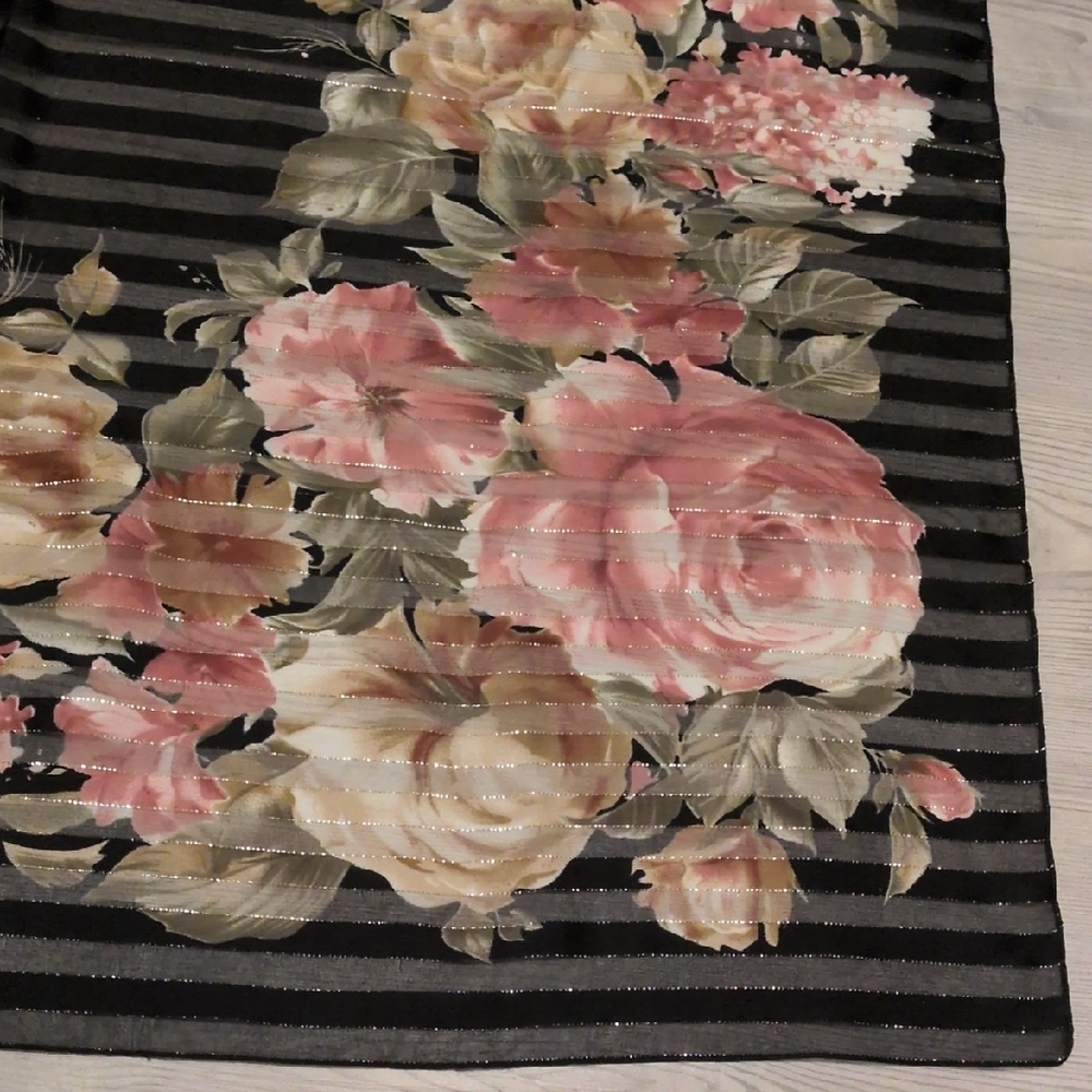 Floral Striped Square Scarf - Picture 3 of 4